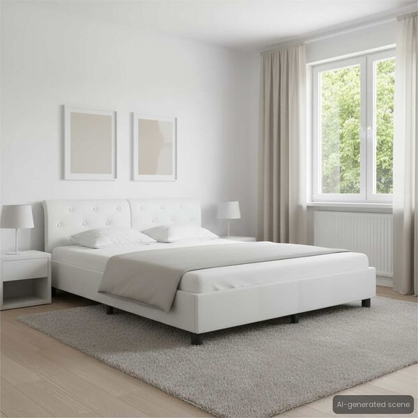 vidaXL Cadre de lit Blanc Similicuir 180 x 200 cm