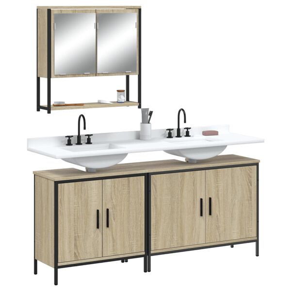 vidaXL Ensemble de meubles de salle de bain 3 pcs ch&ecirc;ne sonoma