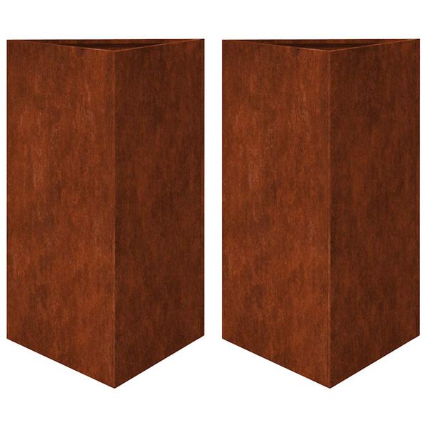 vidaXL Jardini&egrave;res 2 pcs triangulaire acier r&eacute;sistant aux intemp&eacute;ries