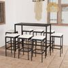 vidaXL Ensemble de bar de jardin 9 pcs et coussins R&eacute;sine tress&eacute;e Noir