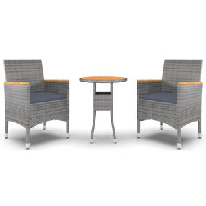 vidaXL Ensemble &agrave; manger de jardin 3 pcs R&eacute;sine tress&eacute;e Gris