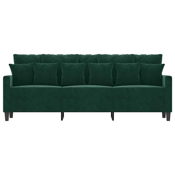 vidaXL Canap&eacute; &agrave; 3 places Vert fonc&eacute; 180 cm Velours