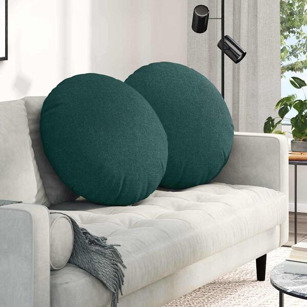vidaXL Coussins de si&egrave;ge 2 pcs Vert fonc&eacute; &Oslash;60 x 21 cm tissu