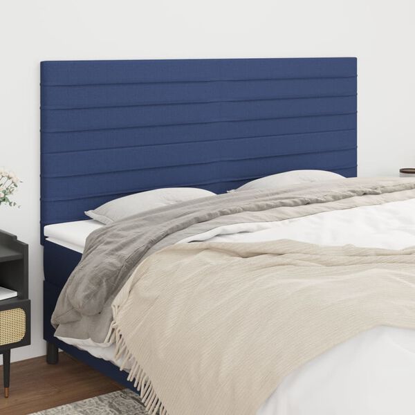 vidaXL T&ecirc;te de lit Bleu 180x5x118/128 cm Tissu