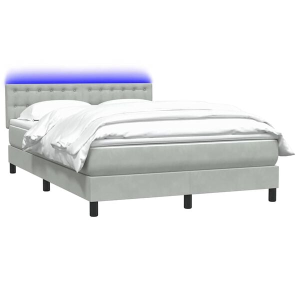 vidaXL Sommier &agrave; lattes de lit et matelas et LED gris clair 140x220cm velours