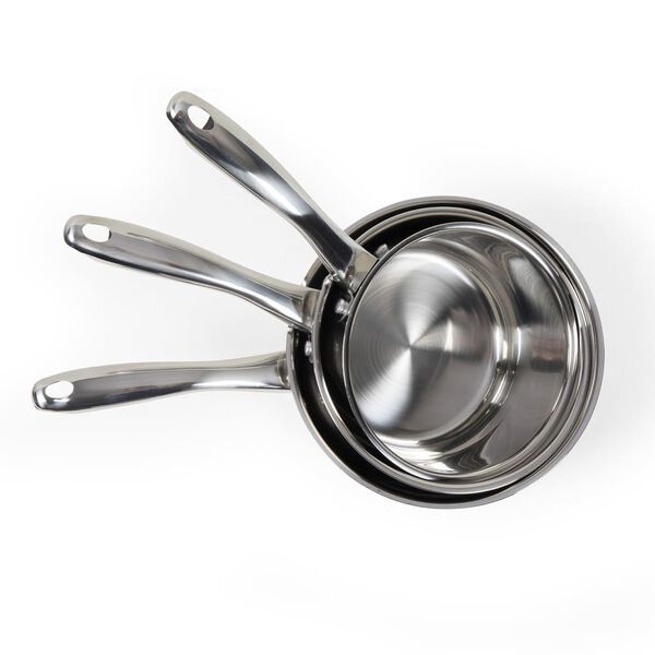 Livoo Ensemble de casseroles 3 pcs Acier inoxydable Argent&eacute;