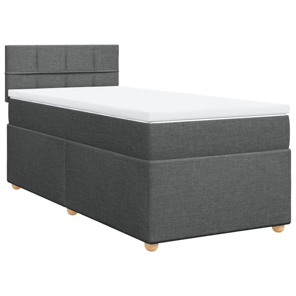 vidaXL Sommier &agrave; lattes de lit avec matelas Gris fonc&eacute; 90x200 cm Tissu