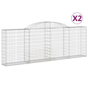 vidaXL Paniers &agrave; gabions arqu&eacute;s 2 pcs 300x30x100/120 cm fer galvanis&eacute;