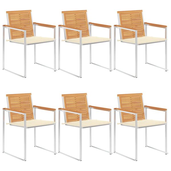 vidaXL Chaises de jardin lot de 6 avec coussins Bois de teck massif