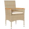 vidaXL Ensemble &agrave; manger de jardin et coussins 3 pcs beige rotin verre