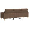 vidaXL Canap&eacute; 3 places avec oreillers d&eacute;coratifs marron 210 cm tissu