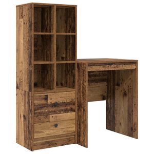 vidaXL Bureau avec tiroir avec &eacute;tag&egrave;re avec stockage 2 pcs Bois ancien