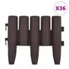 vidaXL Bordures de pelouse 36 pcs Marron 10 m PP