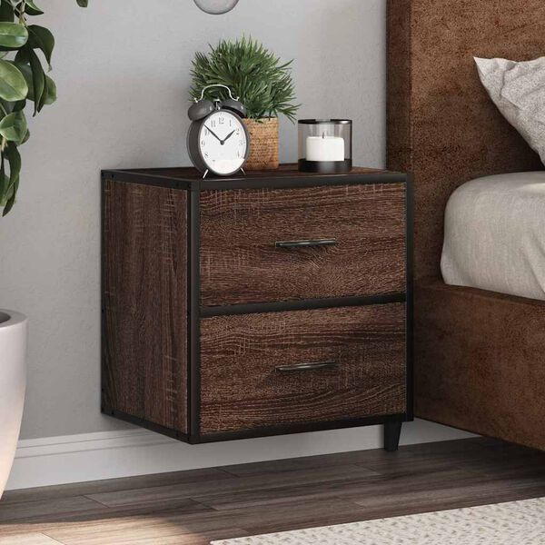 vidaXL Table de chevet murale ch&ecirc;ne marron 40x31x39,5 cm