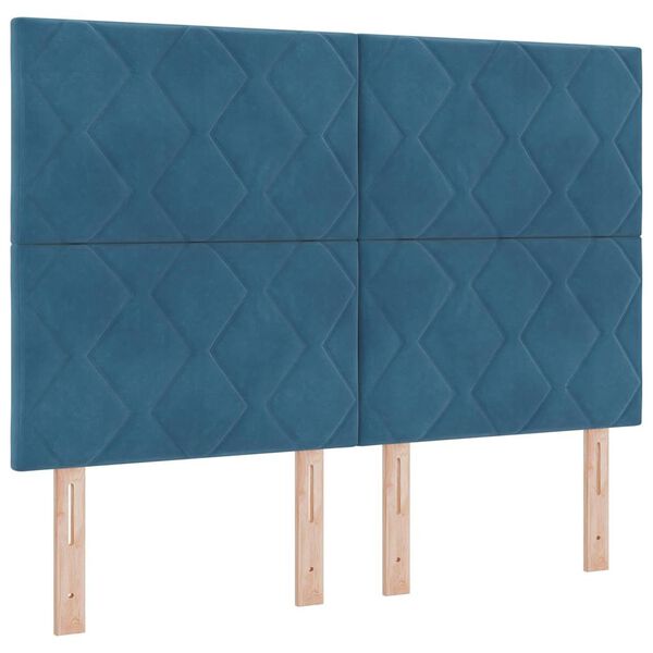 vidaXL Lit &agrave; ressort LED avec matelas Bleu fonc&eacute; 160 x 200 cm tissu