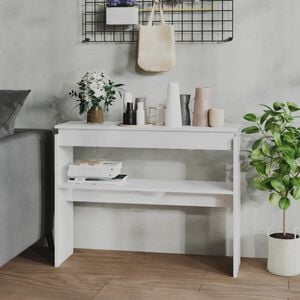 vidaXL Table console blanc brillant 102x30x80 cm bois d'ing&eacute;nierie
