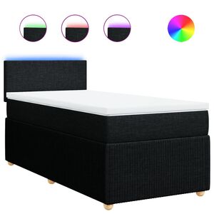 vidaXL Sommier &agrave; lattes de lit et matelas Noir 80x200 cm Tissu