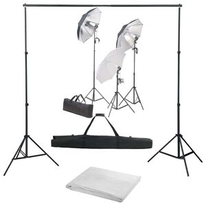 vidaXL Kit de studio photo avec ensemble d'&eacute;clairage et toile de fond
