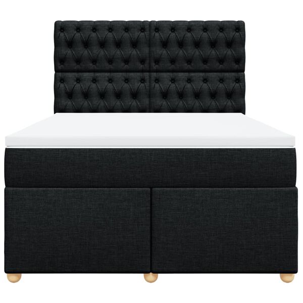 vidaXL Sommier &agrave; lattes de lit avec matelas Noir 140x200 cm Tissu