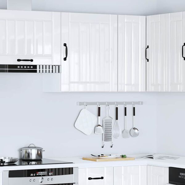 vidaXL Armoire murale de cuisine Lucca blanc brillant bois ing&eacute;nierie