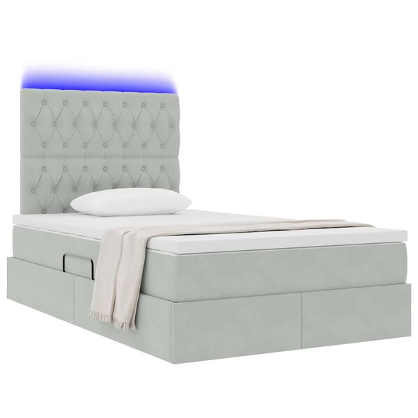 vidaXL Lit avec rangement et LED Gris clair 120 x 200 cm Velours
