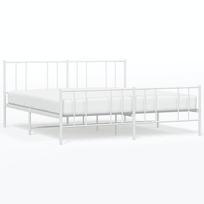 vidaXL Cadre de lit métal sans matelas et pied de lit blanc 183x213 cm