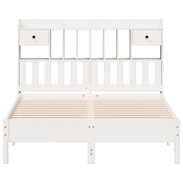 vidaXL Lit bibliothèque sans matelas blanc 140x190 cm bois pin massif