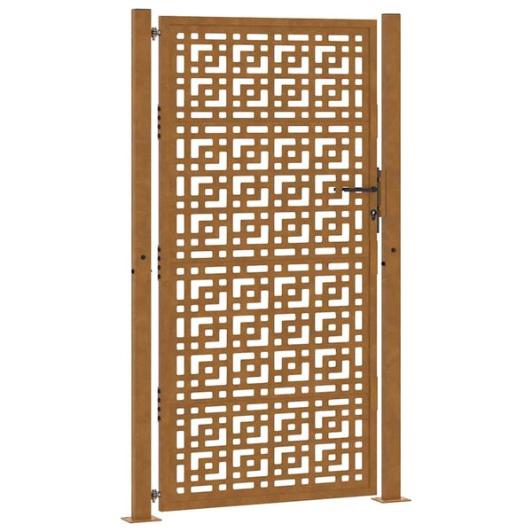 vidaXL Portail de jardin 100x175 cm en acier patin&eacute; avec croix