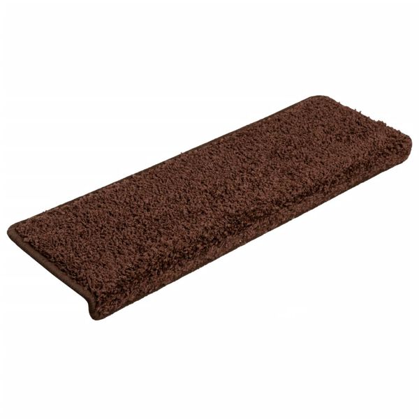 vidaXL Tapis d'escalier 10 pièces 65 x 21 x 4 cm Marron Bord rectangulaire