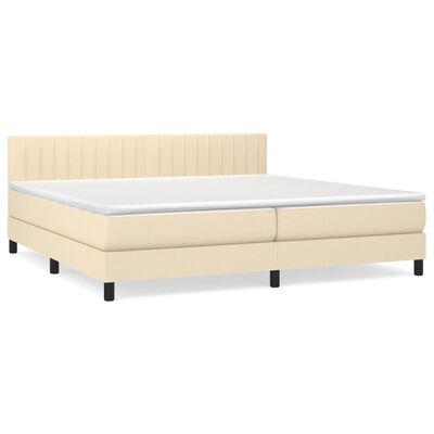 vidaXL Sommier à lattes de lit avec matelas Crème 200x200 cm Tissu