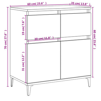 vidaXL Buffet Blanc 60x35x70 cm Bois d'ingénierie