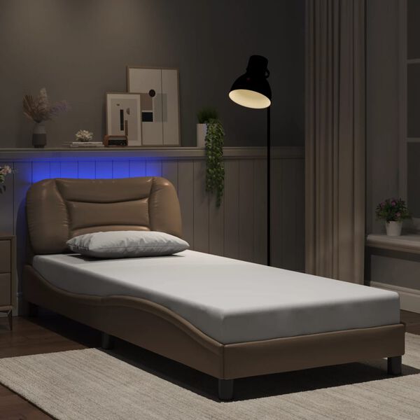vidaXL Cadre de lit avec LED sans matelas Hvar cappuccino 90x200 cm
