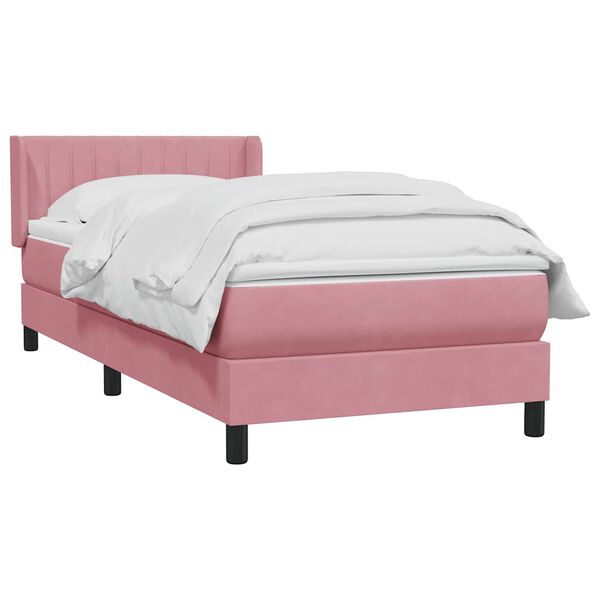 vidaXL Sommier &agrave; lattes de lit avec matelas rose 90x210 cm velours