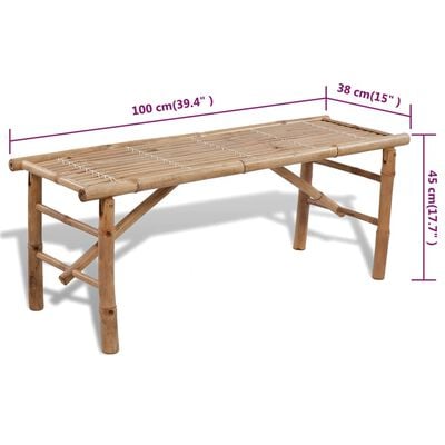 vidaXL Table de brasserie avec 2 bancs 100 cm Bambou