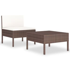 vidaXL Salon de jardin 2 pcs avec coussins R&eacute;sine tress&eacute;e Marron
