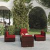 vidaXL Salon de jardin 5 pcs avec coussins r&eacute;sine tress&eacute;e marron