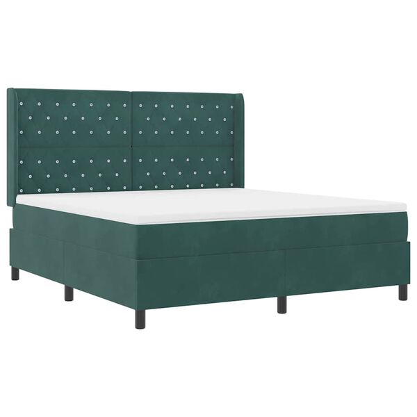 vidaXL Lit &agrave; Ressorts avec Matelas LED Vert fonc&eacute; 180 x 200 cm Velours