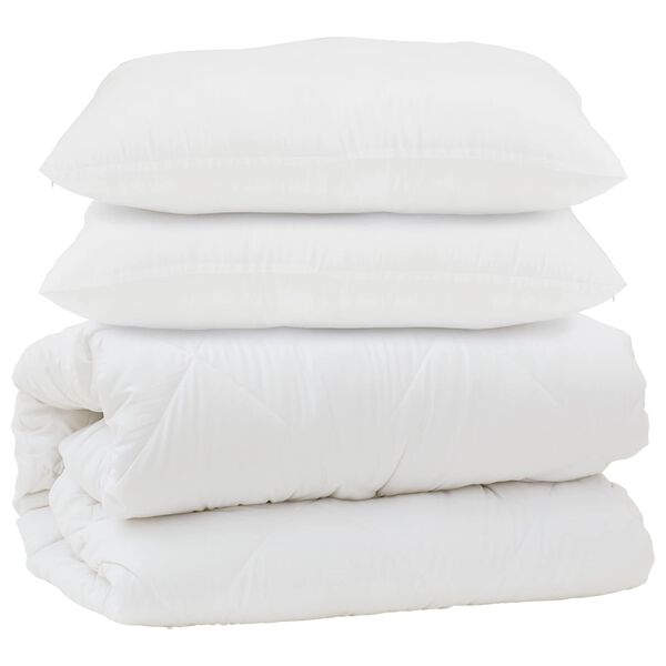 vidaXL Couette avec oreiller 3 pcs Blanc Microfibre