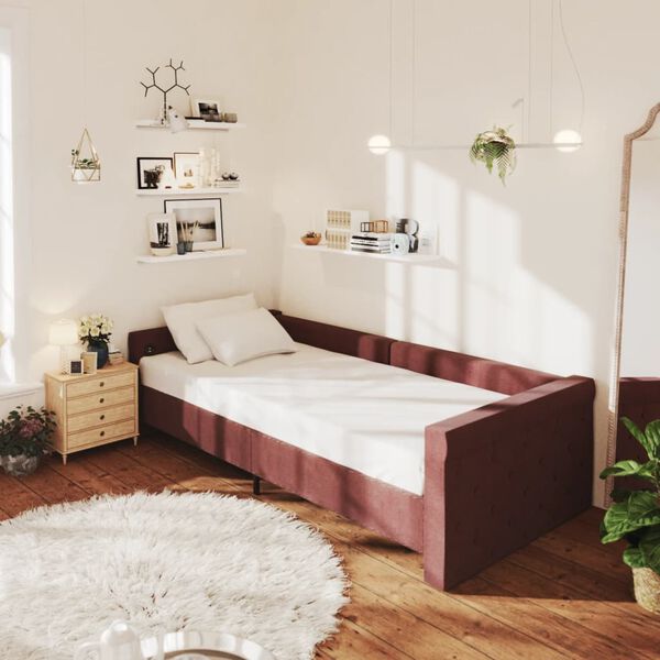 vidaXL Lit avec matelas et &eacute;clairage USB Violet Tissu 90x200 cm