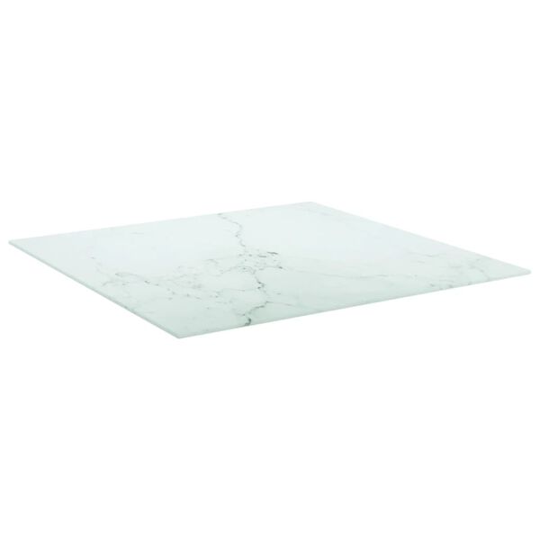 vidaXL Dessus de table blanc 70x70 cm 6 mm verre tremp&eacute; design marbre