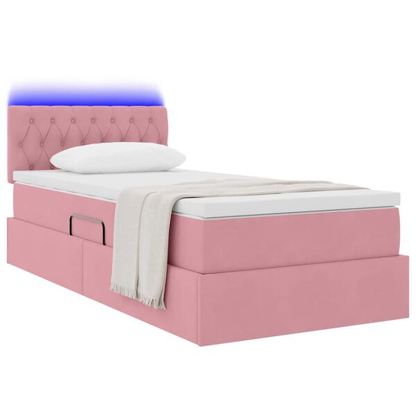 vidaXL Lit avec rangement et LED avec LED Rose 100 x 200 cm Velours