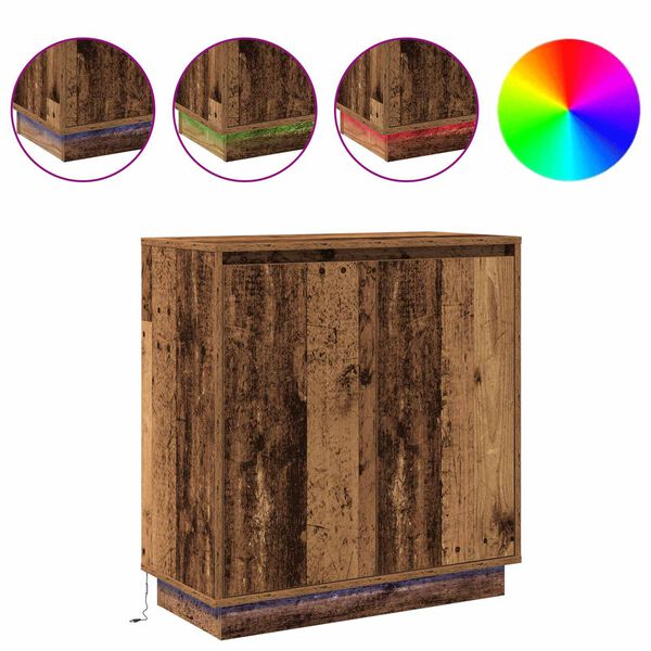 vidaXL Buffet LED Bois ancien 71 x 34,5 x 75 cm Bois d'ing&eacute;nierie