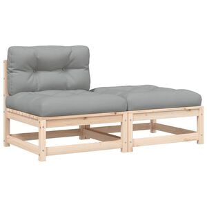 vidaXL Canap&eacute; de jardin sans accoudoirs avec coussins et repose-pieds