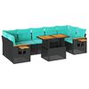 vidaXL Salon de jardin 8 pcs avec coussins noir r&eacute;sine tress&eacute;e
