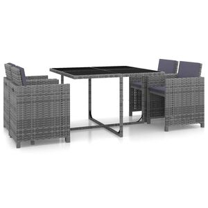vidaXL Ensemble &agrave; manger d'ext&eacute;rieur 5pcs coussins r&eacute;sine tress&eacute;e gris