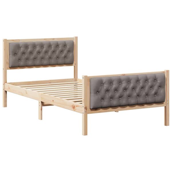 vidaXL Cadre de lit avec t&ecirc;te de lit Taupe 100 x 200 cm Pin massif