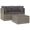 vidaXL Salon de jardin 3 pcs avec coussins Gris R&eacute;sine tress&eacute;e