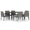 vidaXL Ensemble &agrave; manger de jardin 7 pcs R&eacute;sine tress&eacute;e Gris