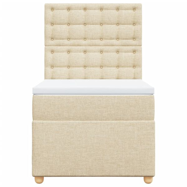 vidaXL Sommier &agrave; lattes de lit avec matelas Cr&egrave;me 100x200 cm Tissu