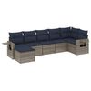 vidaXL Ensemble de canap&eacute; de jardin 7 pcs avec coussins gris r&eacute;sine tress&eacute;e